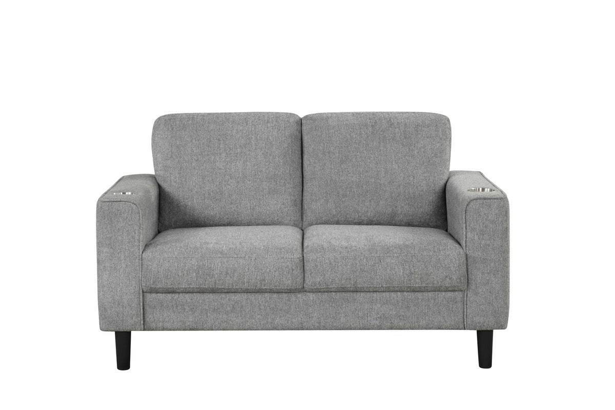 Modern Track-Arm Sofa Set with Cup Holders