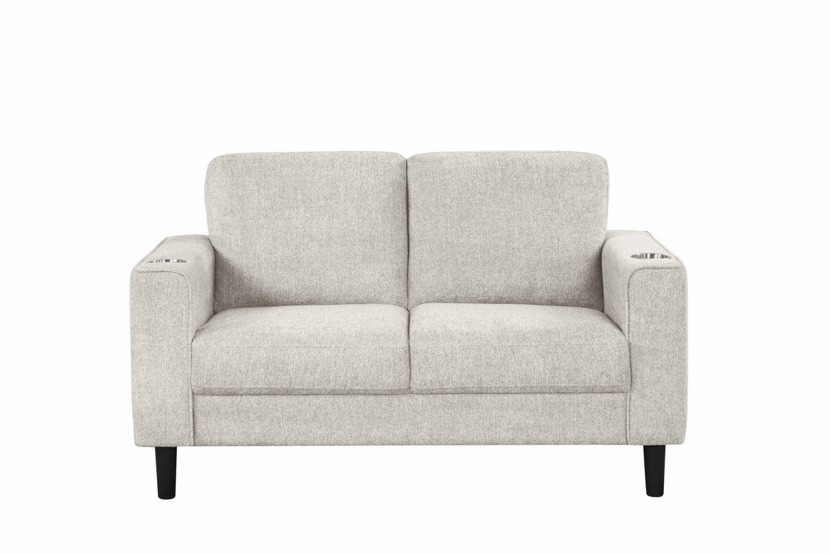 Modern Track-Arm Sofa Set with Cup Holders