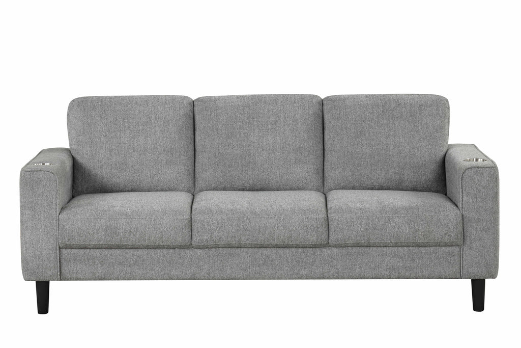 Modern Track-Arm Sofa Set with Cup Holders