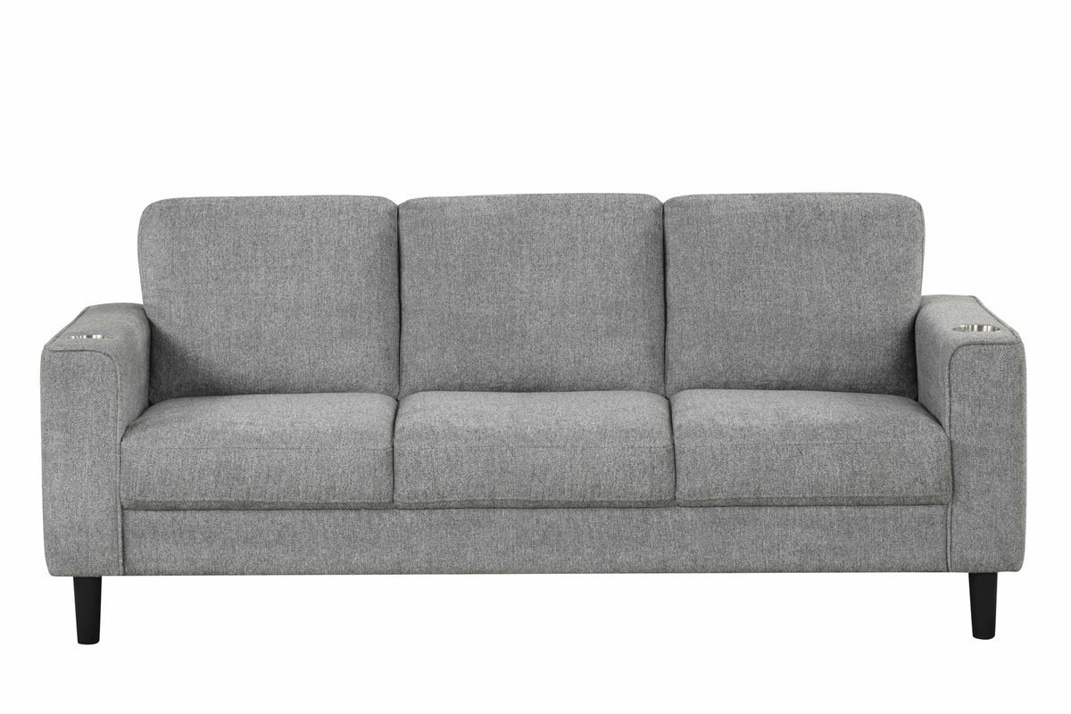 Modern Track-Arm Sofa Set with Cup Holders