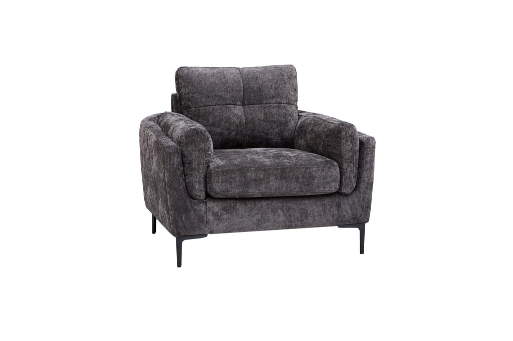 Channel-Tufted Sofa Set with Black Metal Legs