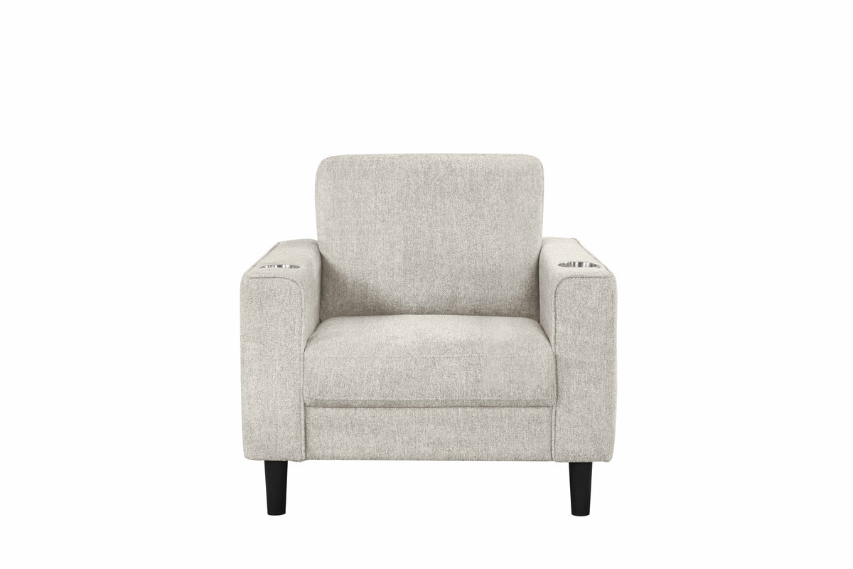 Modern Track-Arm Sofa Set with Cup Holders