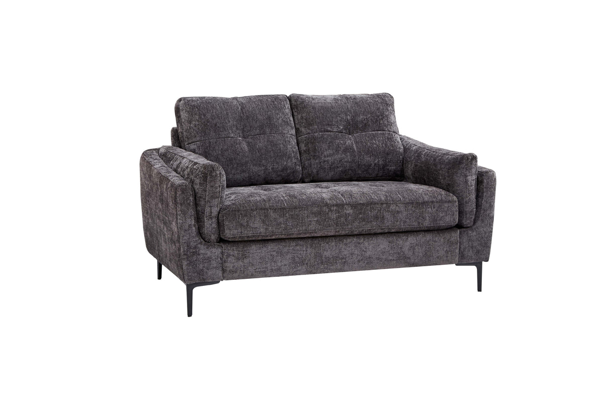 Channel-Tufted Sofa Set with Black Metal Legs
