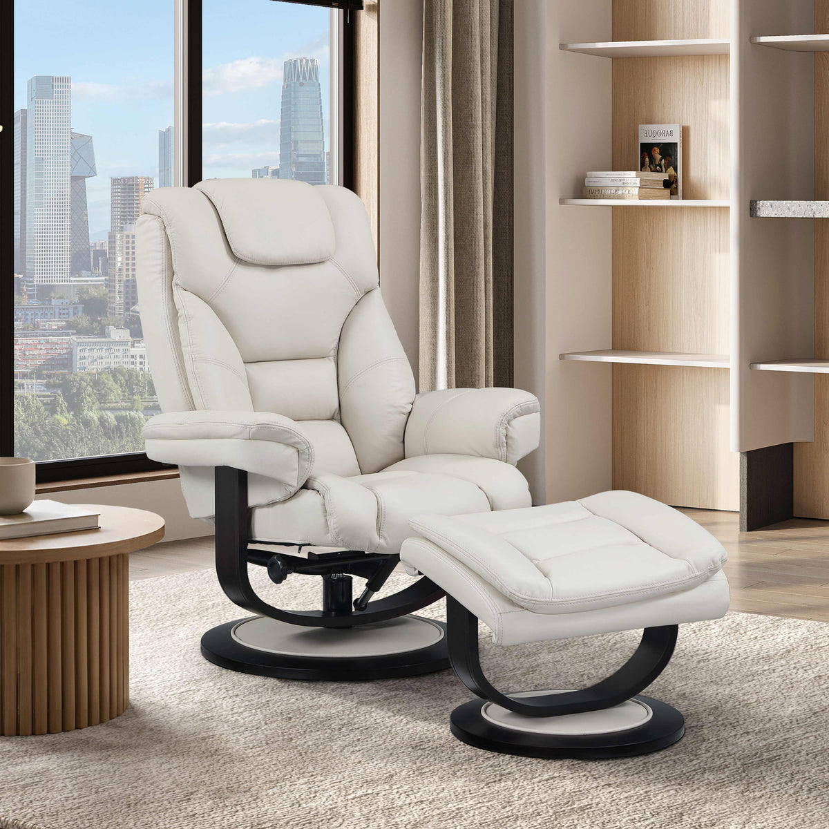 Scandinavian Swivel Recliner with Ottoman