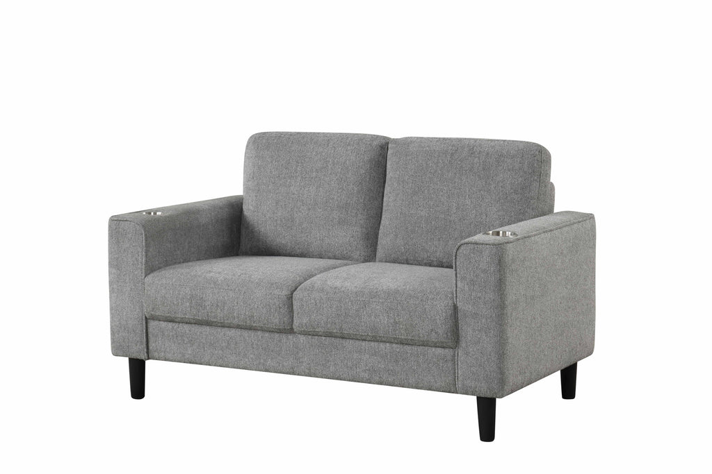 Modern Track-Arm Sofa Set with Cup Holders