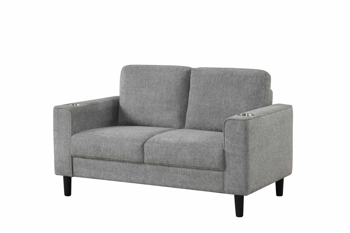 Modern Track-Arm Sofa Set with Cup Holders