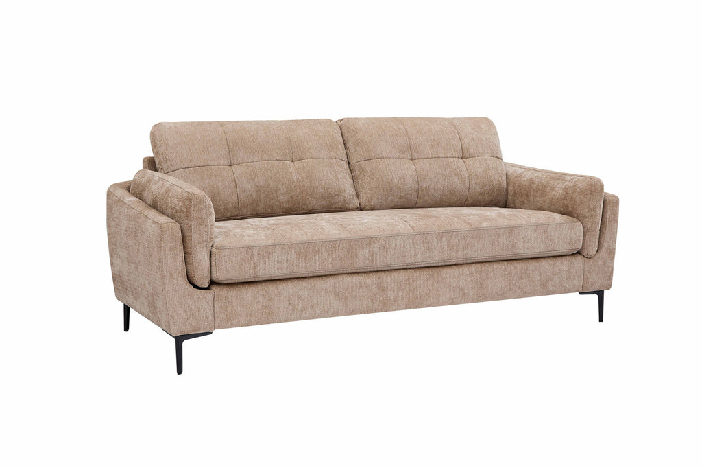 Channel-Tufted Sofa Set with Black Metal Legs