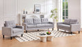 Grey Button-Tufted Box-Arm Sofa Set