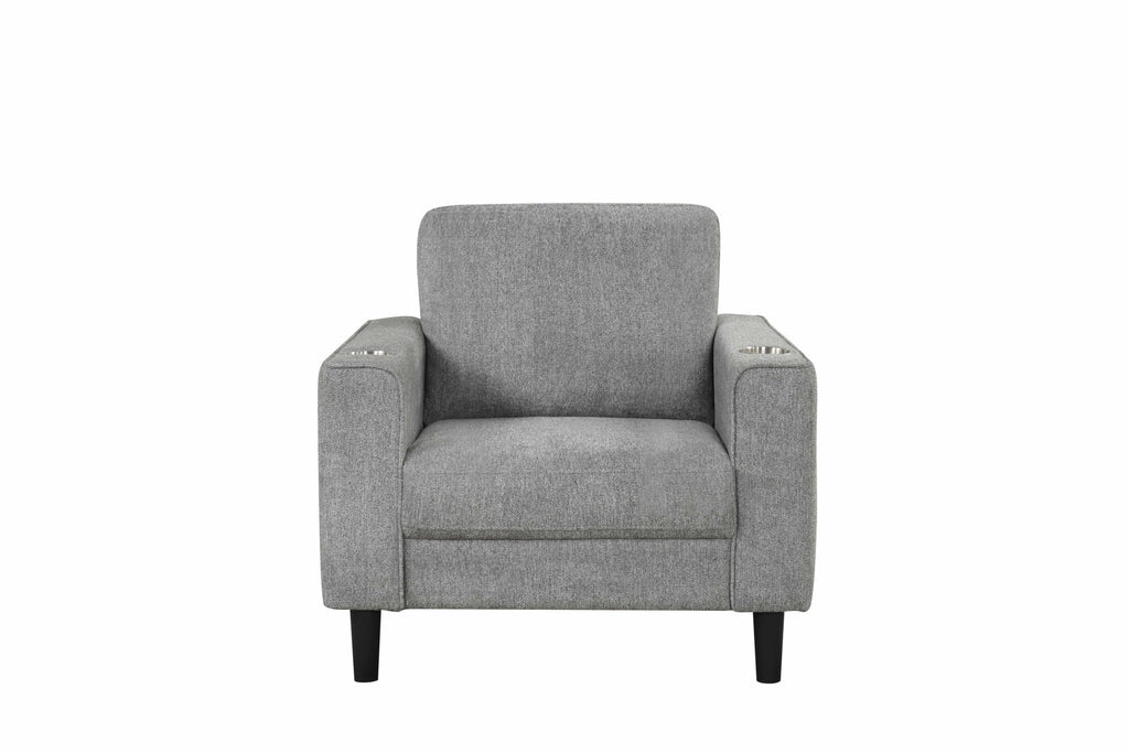 Modern Track-Arm Sofa Set with Cup Holders
