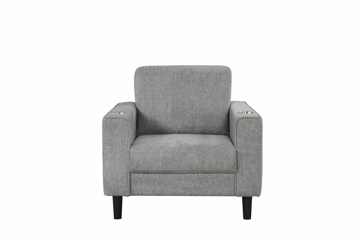 Modern Track-Arm Sofa Set with Cup Holders