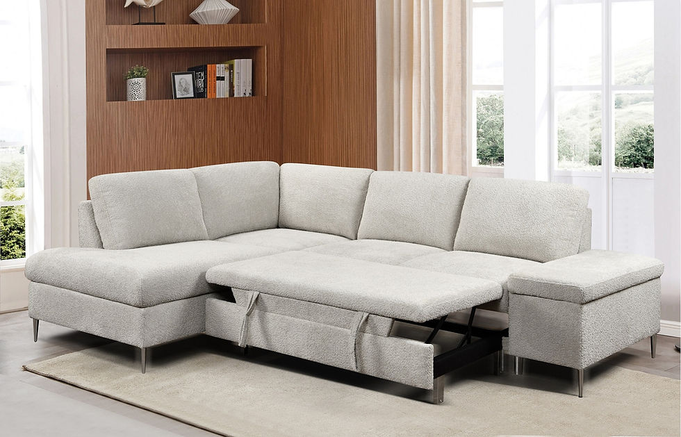 Grey Bouclé Storage Sofa Bed Sectional - alternate view