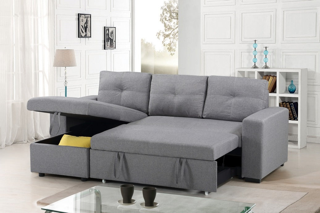 Grey Reversible Storage Sofa Bed Sectional - alternate view