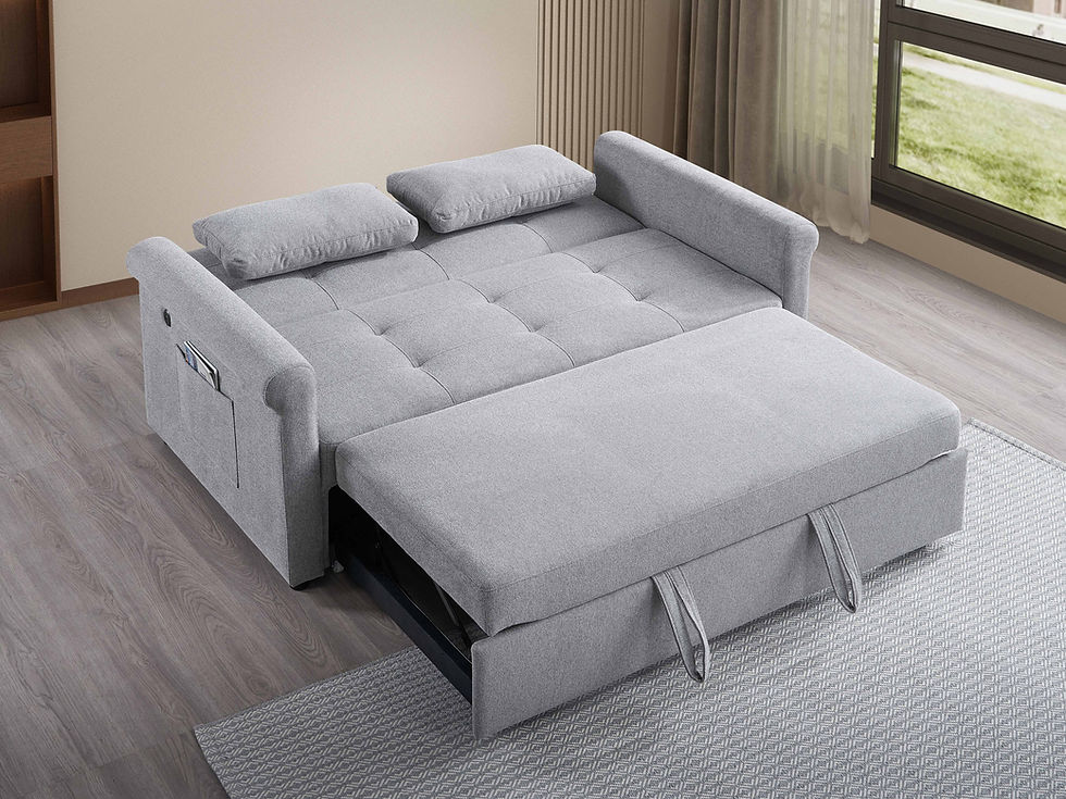 Cloud Grey Convertible Sofa Bed with USB Charging - 64 inch alternate view