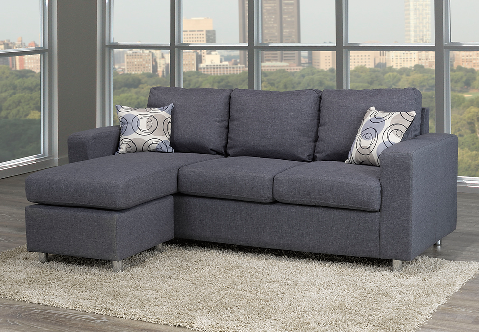 Grey Reversible Sectional with Chrome Legs - alternate view
