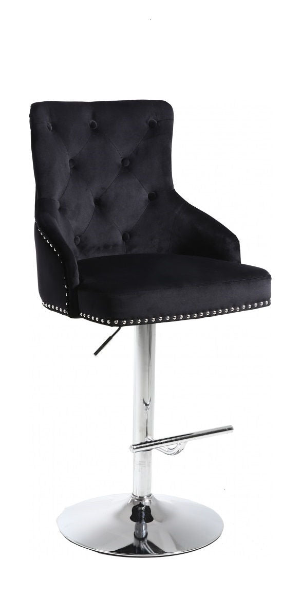 IFDC ST-6021 black velvet adjustable swivel bar stool