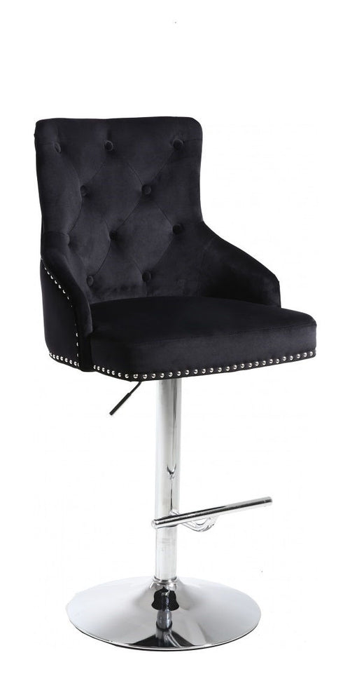 IFDC ST-6021 black velvet adjustable swivel bar stool