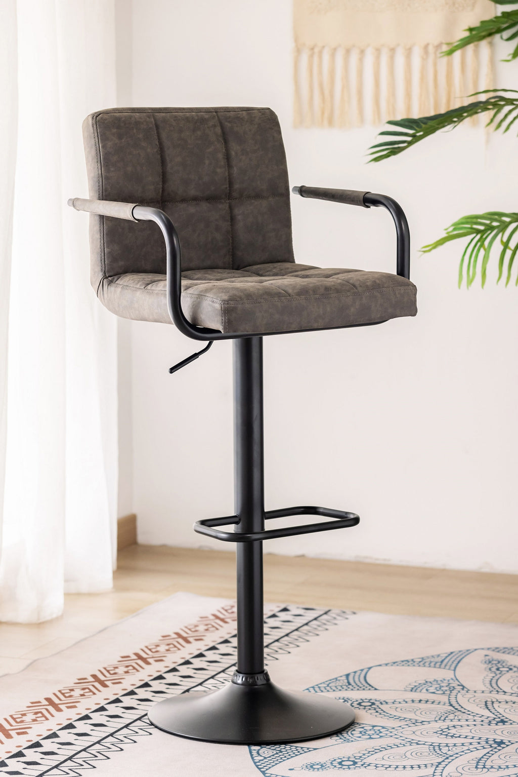 IFDC ST-7706 grey adjustable swivel bar stool with arms
