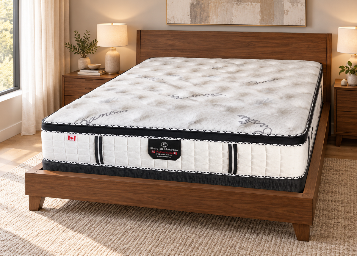 Sleep Comfort 5-Zone Coil Euro Top Mattress in a modern bedroom setting
