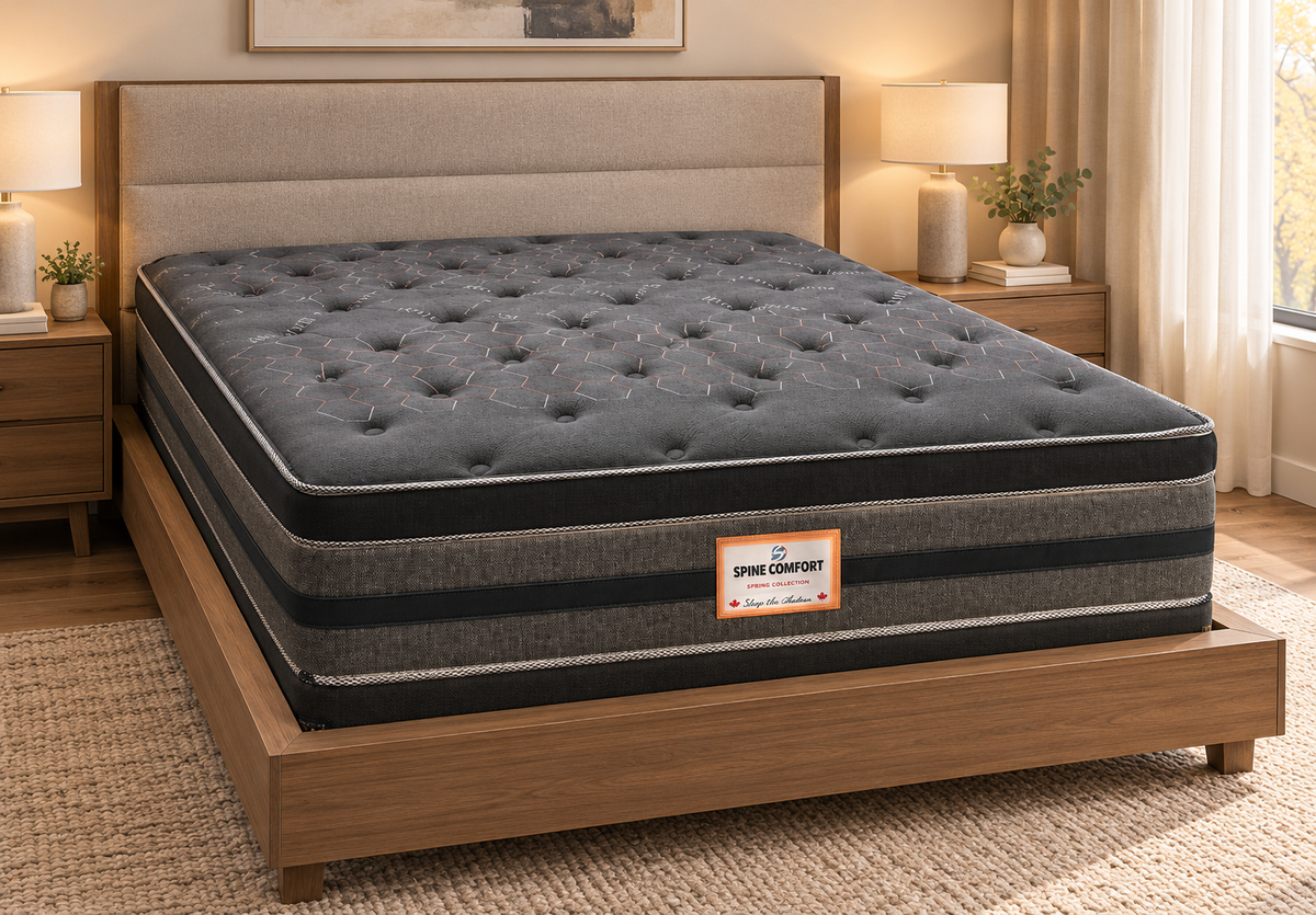 Spine Comfort Pocket Coil Euro Top Mattress (Medium Soft) in a modern bedroom setting