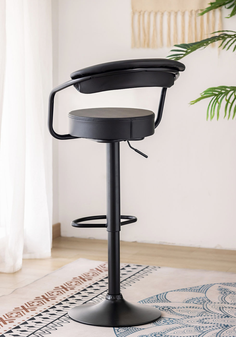Adjustable Black 360° Swivel Bar Stools - Set of 2 - alternate view