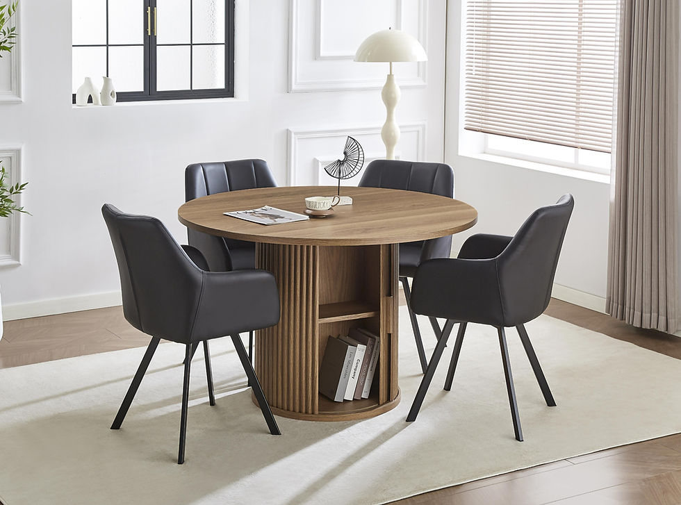 5-Piece Round Storage Dining Set with Swivel Chairs - alternate view