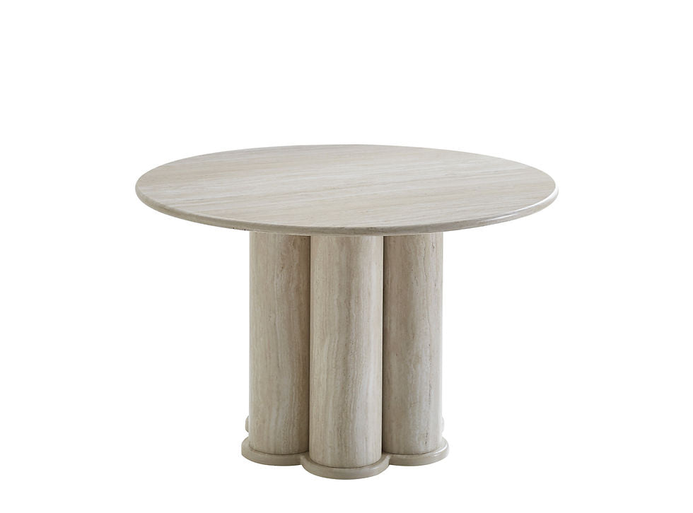 5-Piece Travertine-Look Round Dining Set with Swivel Chairs - additional view