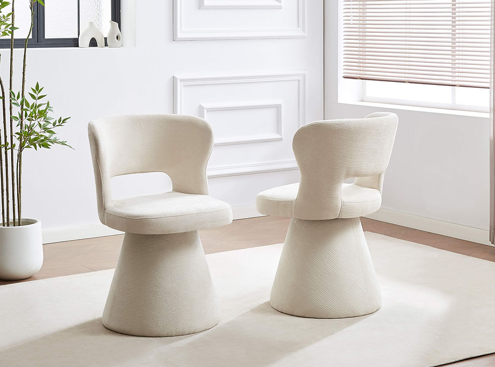 5-Piece Travertine-Look Round Dining Set with Swivel Chairs - third view