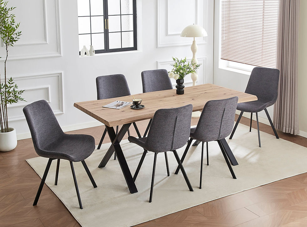 7-Piece Live Edge Dining Set - Dark Grey - alternate view