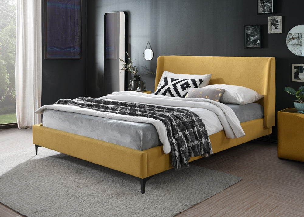 Hamburg Bed Frame - Queen/King - Grey/Mustard - Decor Furniture & Mattress