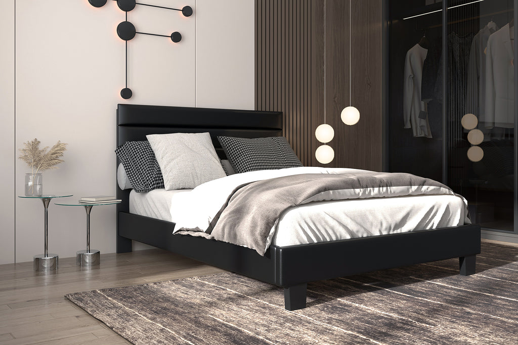 Gary Bed Frame - Full/Queen - Grey/Black - Decor Furniture & Mattress