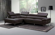 Trinity Genuine Leather Sectional with LHF chaise- Brown/Olive - Decor Furniture & Mattress