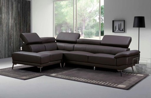 Trinity Genuine Leather Sectional with LHF chaise- Brown/Olive - Decor Furniture & Mattress