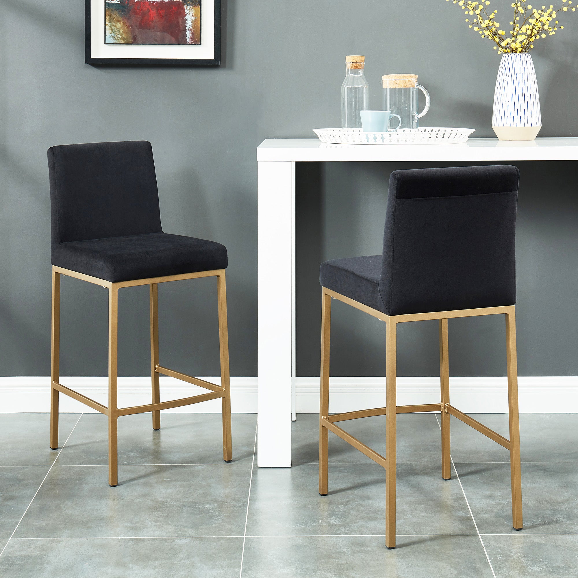 Diego Counter Stool with Gold Legs (Multiple Colours) - Decor Furniture & Mattress