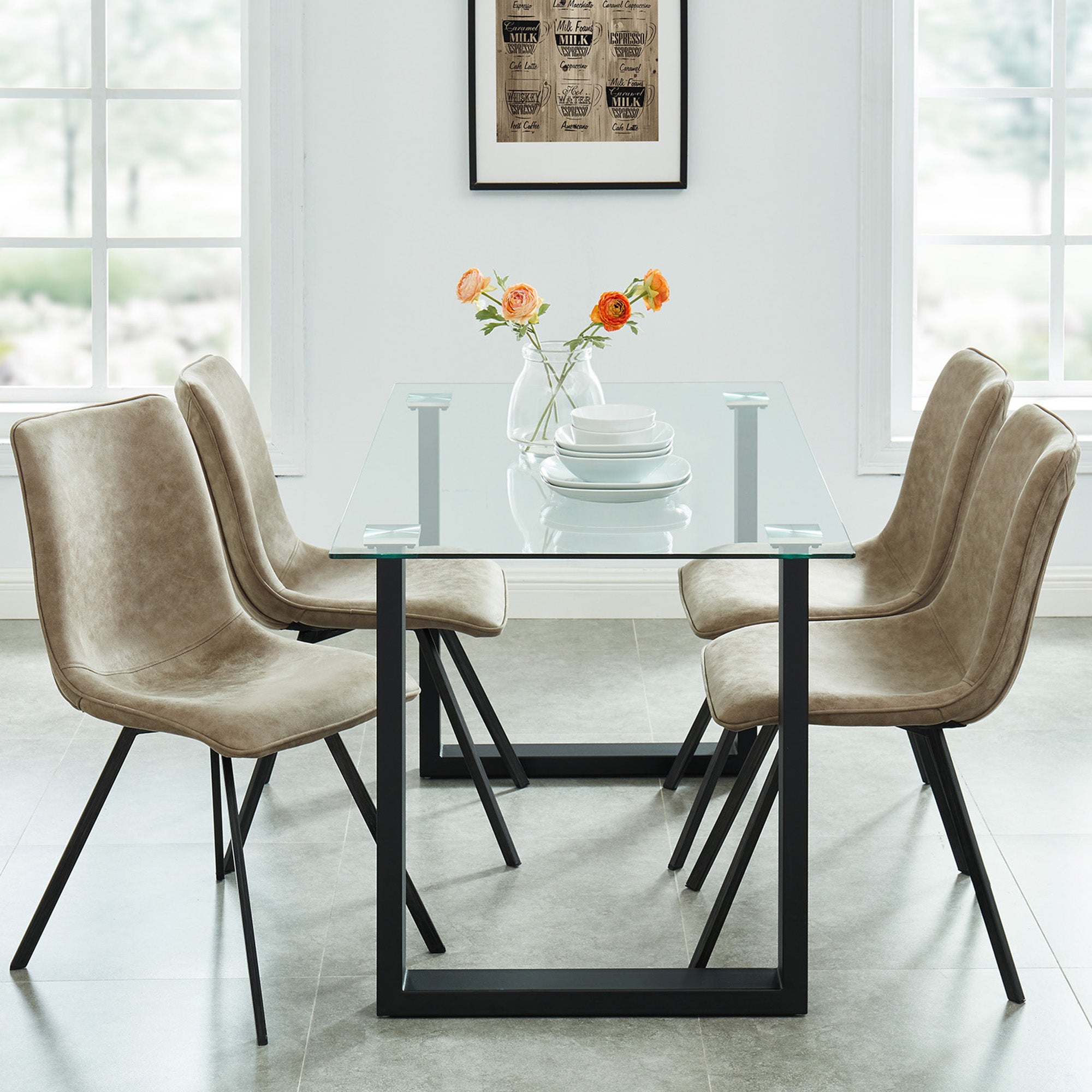 Franco/Buren 5Pc Dining Set, Black/Brown - Decor Furniture & Mattress