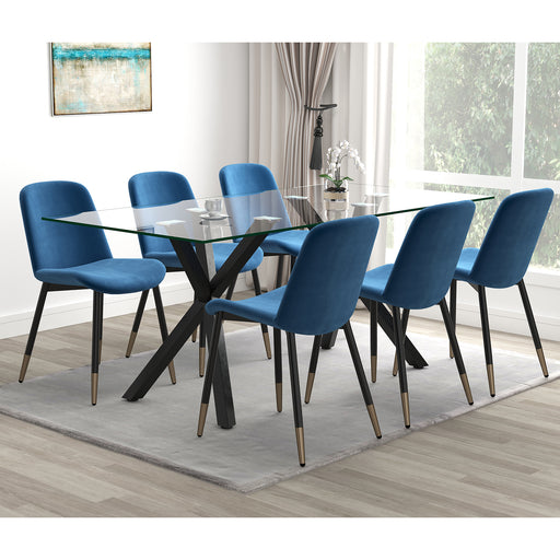 Stark/Gabi 7pc Dining Set, Black/Blue - Decor Furniture & Mattress