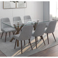 Stark/Mia 7Pc Dining Set, Walnut/Dark Grey with Walnut Legs - Decor Furniture & Mattress