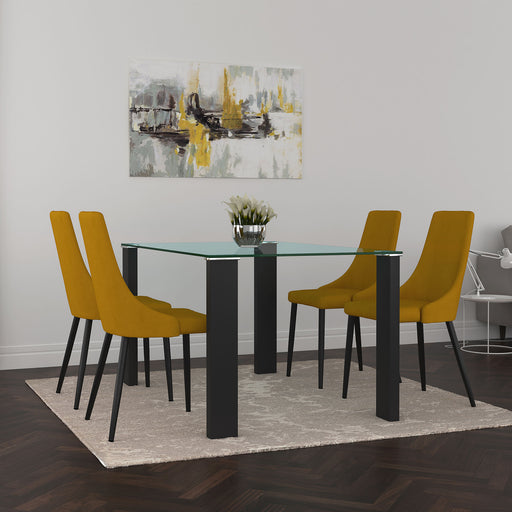 Vespa/Venice 5pc Dining Set, Black/Mustard - Decor Furniture & Mattress