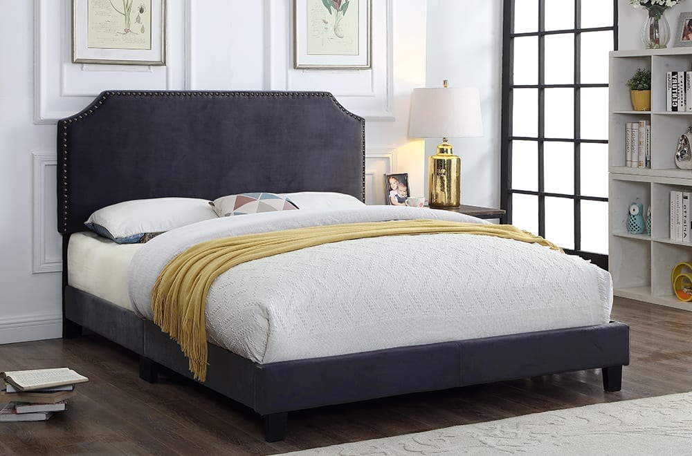 Ram Fabric Bed Frame - Full/Queen - Light Grey/Charcoal - Decor Furniture & Mattress