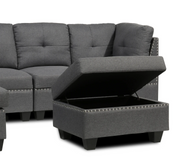 Mae Reversible Sectional w Ottoman - Grey - Decor Furniture & Mattress
