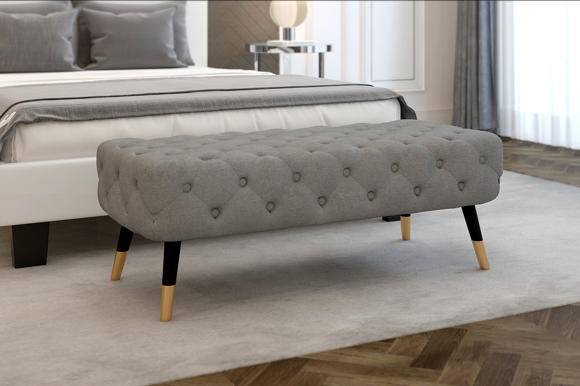 Meryl Bench, Aqua/Mustard/Grey - Decor Furniture & Mattress