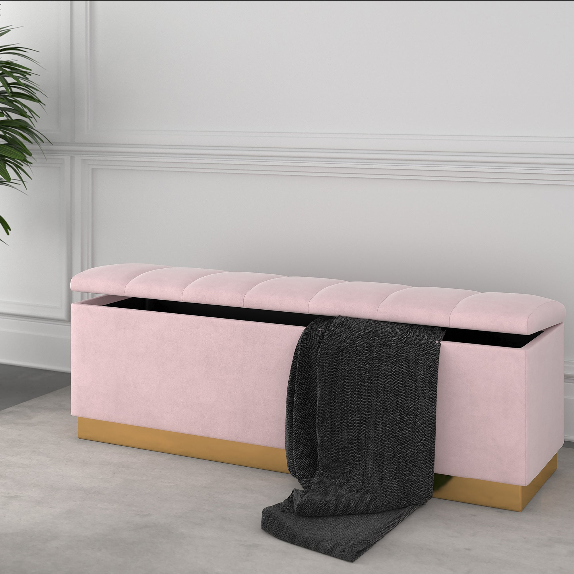 Esna Storage Ottoman - Blush Pink - Decor Furniture & Mattress