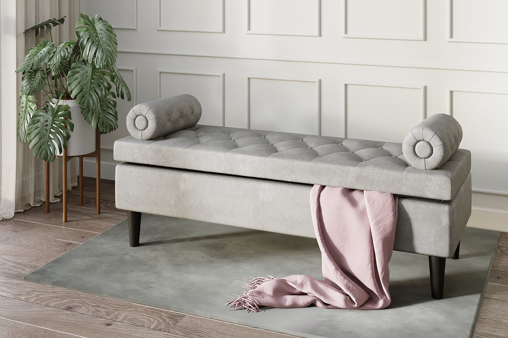 Adith Storage Bench - Aqua/Grey/Mustard - Decor Furniture & Mattress