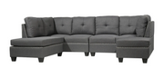 Mae Reversible Sectional w Ottoman - Grey - Decor Furniture & Mattress