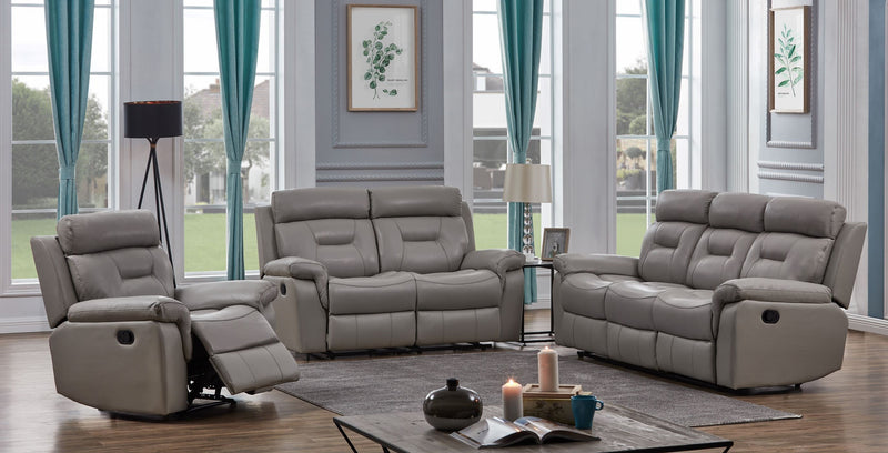 Marvel Recliner Set - Genuine Leather - Taupe/Browm - Decor Furniture & Mattress