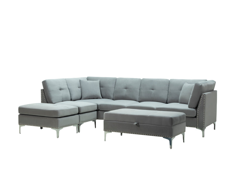 Cynthia Reversible Sectional - Grey/Blue - Decor Furniture & Mattress