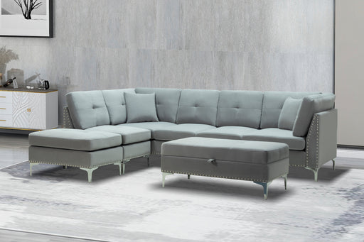Cynthia Reversible Sectional - Grey/Blue - Decor Furniture & Mattress