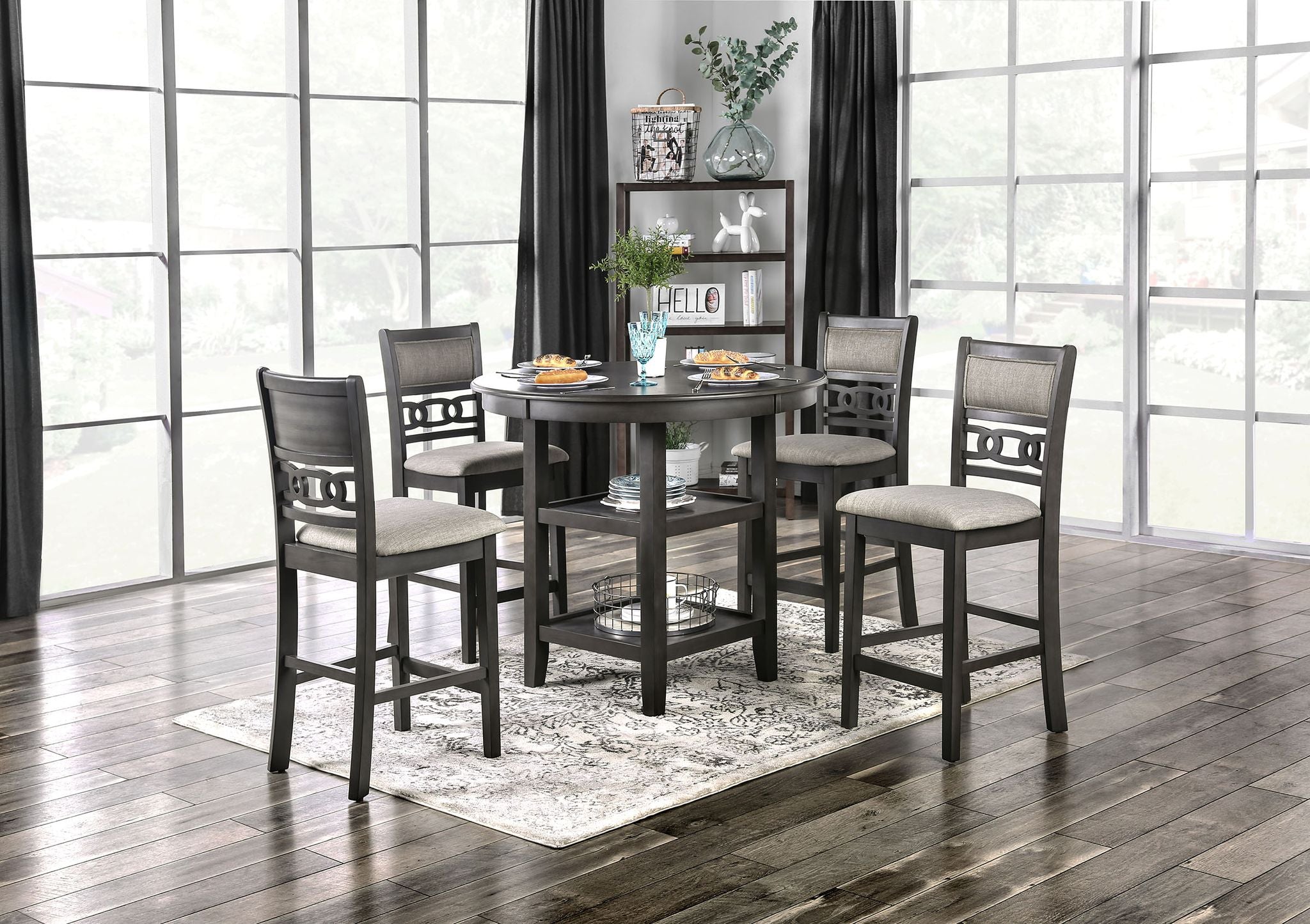 Austin 5Pc Dinette Set - Grey - Counter Height - Decor Furniture & Mattress