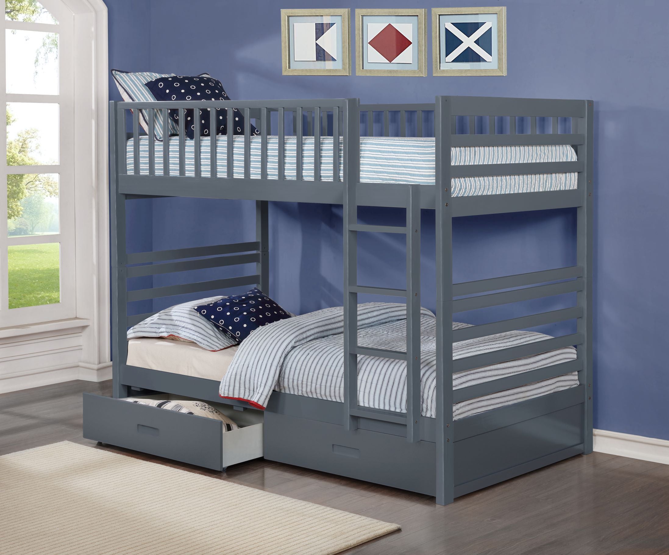Lucie Twin/Twin Bunk Bed (Colour Options) - Decor Furniture & Mattress