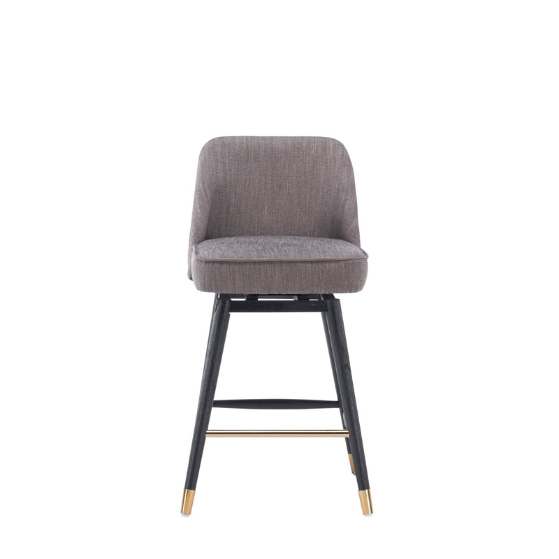 Kristofer Swivel Counter Stool - Grey PU/Rusty Fabric - Decor Furniture & Mattress