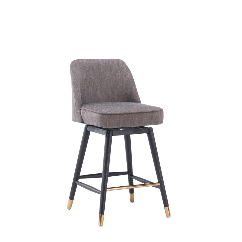 Kristofer Swivel Counter Stool - Grey PU/Rusty Fabric - Decor Furniture & Mattress